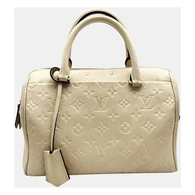 Louis Vuitton Ivory Leather Monogram Empreinte Speedy Bandouliere Mini Boston Handbag