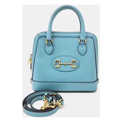 Gucci Blue Leather Horsebit Top Handle Small Bag