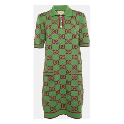 Gucci Green GG Jacquard Cotton Knit T-Shirt Dress