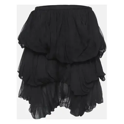 Stella McCartney Black Silk Tiered Mini Skirt