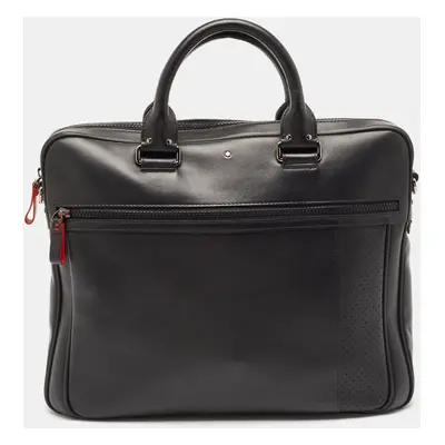 Montblanc Black/Red Leather Urban Racing Spirit Briefcase Bag