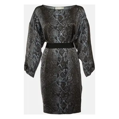 Stella McCartney Grey Snake Print Silk Satin Mini Dress