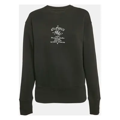 Givenchy Black Logo Embroidery Cotton Crew Neck Sweatshirt