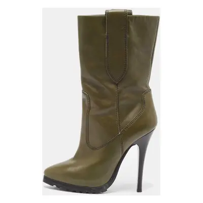 Giuseppe Zanotti Green Leather Ankle Boots Size