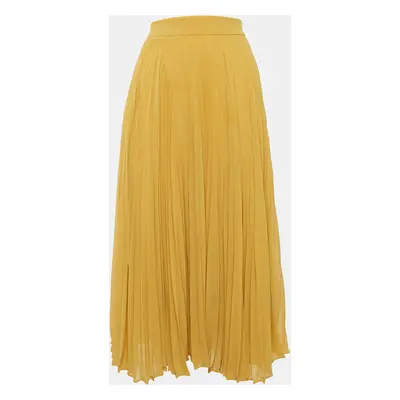 Max Mara Studio Yellow Pleated Georgette Midi Skirt