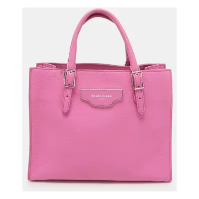 Balenciaga Pink Leather Mini Metallic Edge Papier A4 Tote