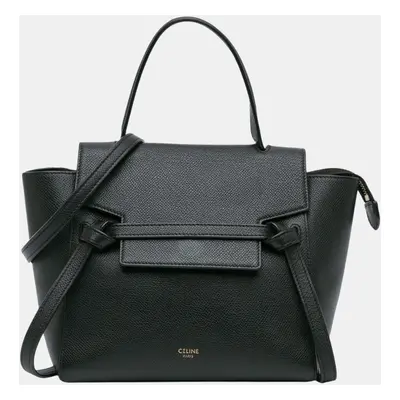 Celine Black Pico Grained Calfskin Belt Bag