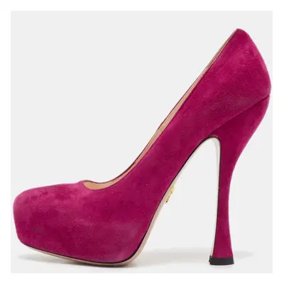 Prada Magenta Suede Platform Pumps Size