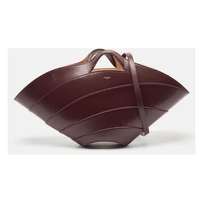 Alaia Burgundy Leather Large Khaima Tote