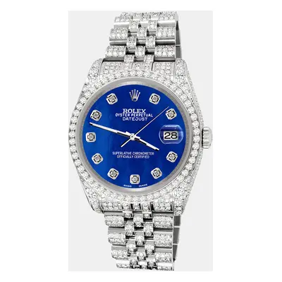 Rolex datejust pave 10.2ct iced diamond royal blue mop jubilee Wristwatch