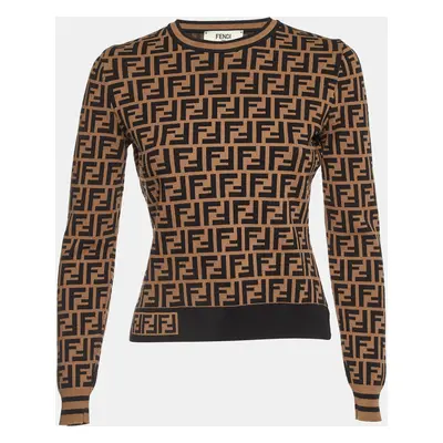 Fendi Brown Zucca Monogram Knit Sweatshirt