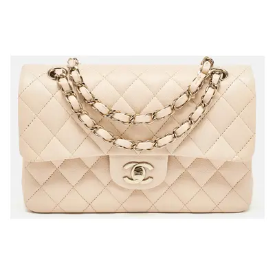 Chanel Beige Quilted Cavair Leather Classic Double Flap Bag