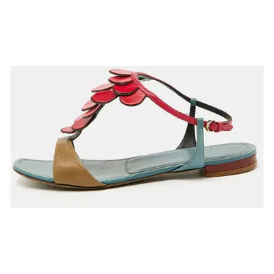 Sergio Rossi Multicolor Leather Flat Sandals Size