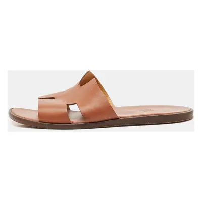 Hermes Tan Leather Izmir Flat Slide Sandals Size