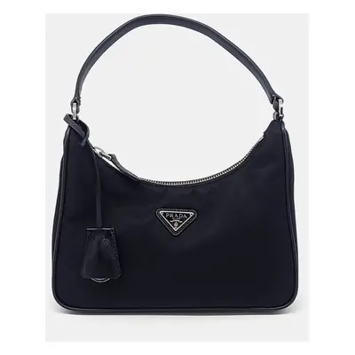 Prada Black Nylon Prada Black Fabric Re-Nylon Hobo Bag