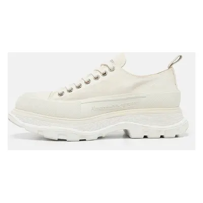 Alexander McQueen White Canvas Tread Slick Lace Up Sneakers Size