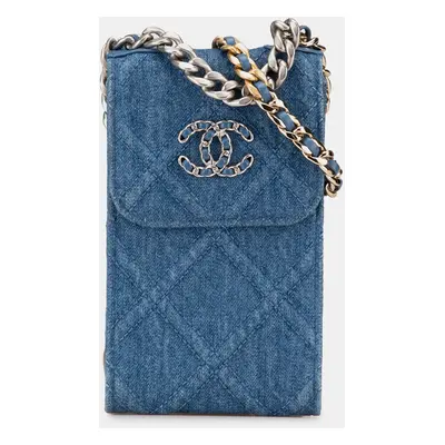 Chanel Denim Phone Holder with Chain