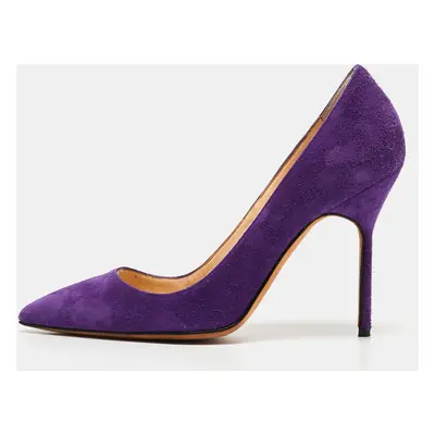 Manolo Blahnik Purple Suede BB Pointed Toe Pumps Size