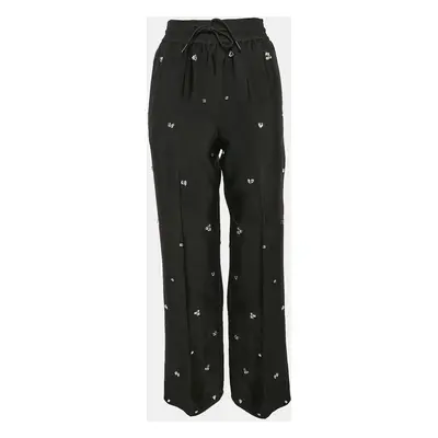 Sandro Black Rhinestone Gabardine Trousers