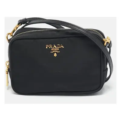 Prada Black Nylon and Saffiano Leather Crossbody Bag