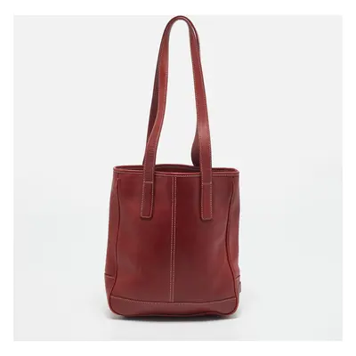 Coach Red Leather Hampton Market Lunch Tote