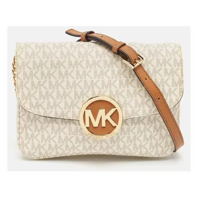 Michael Kors Grey Signature Coated Canvas Fulton Flap Crossbody Bag