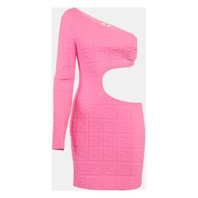 Fendi Pink FF 3D Embossed Lycra Cut Out Mini Dress