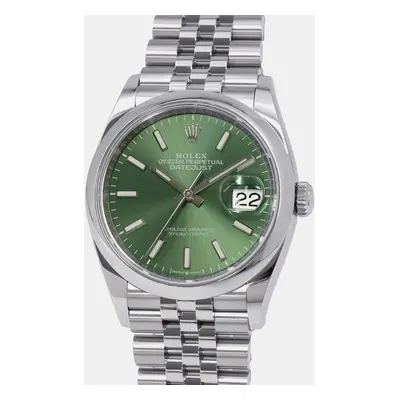 Rolex Green Stainless Steel Datejust Automatic Men's Wristwatch mm