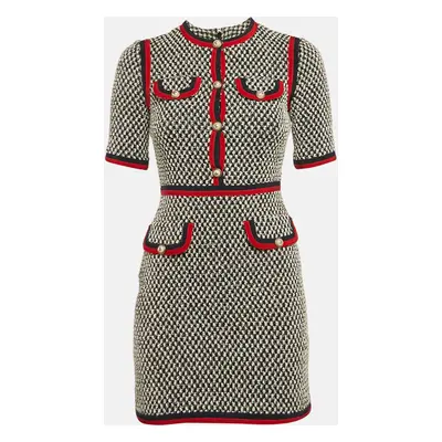 Gucci Black/White Tweed Contrast Trim Sheath Dress