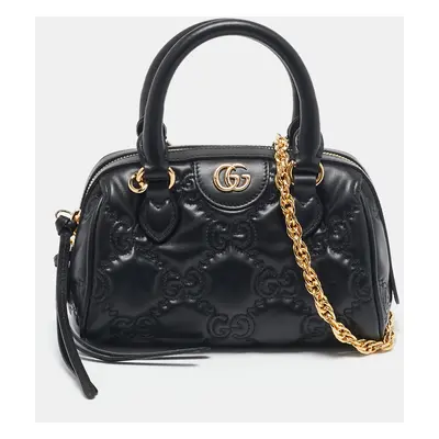 Gucci Black GG Matelassé Leather Mini Bowler Bag