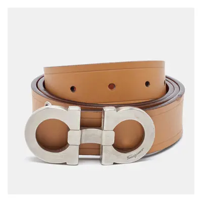 Salvatore Ferragamo Tan/Brown Leather Gancini Reversible Belt