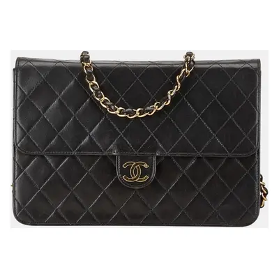 Chanel Black Lambskin Matelasse Coco Mark Chain Shoulder Bag