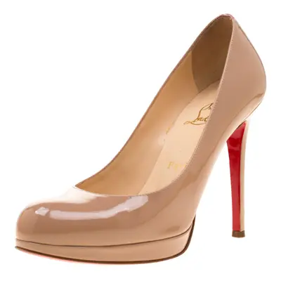 Christian Louboutin Beige Patent Leather Neofilo Platform Pumps Size