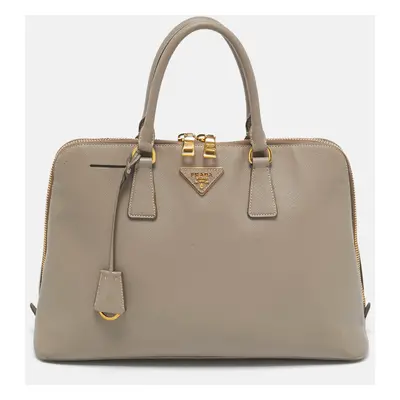 Prada Light Grey Saffiano Lux Leather Promenade Satchel