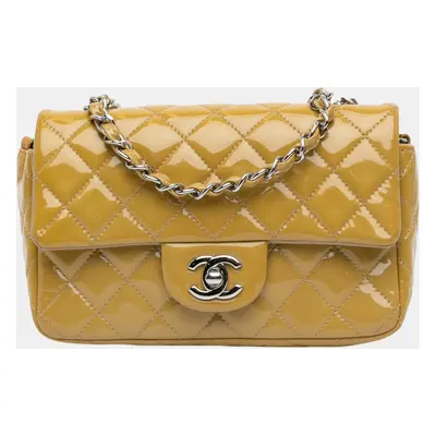 Chanel Yellow Mini Rectangular Classic Patent Single Flap