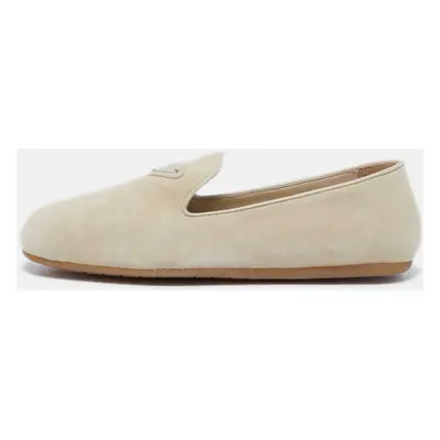 Prada Beige Suede Smoking Slippers Size