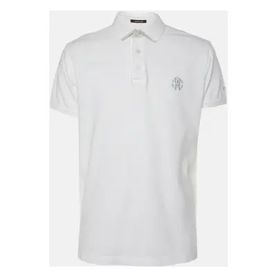 Roberto Cavalli White Cotton Logo Embroidered T-Shirt