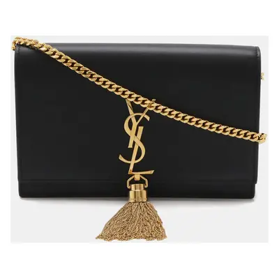 Saint Laurent Black Leather Kate Tassel Chain Wallet Shoulder Bag