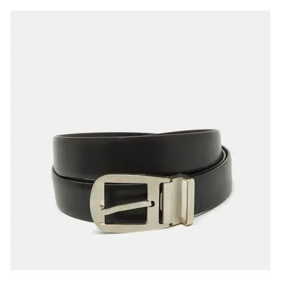 Salvatore Ferragamo Black/Dark Brown Leather Cut to Size Buckle Belt