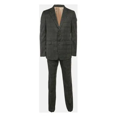 Gucci Grey Bee Flannel Wool Single Breasted Pants Suit