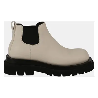 Bottega Veneta Cream Leather Lug Chelsea Ankle Boots Size