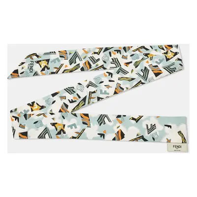 Fendi Blue Print Silk Rappy Bandeau Scarf