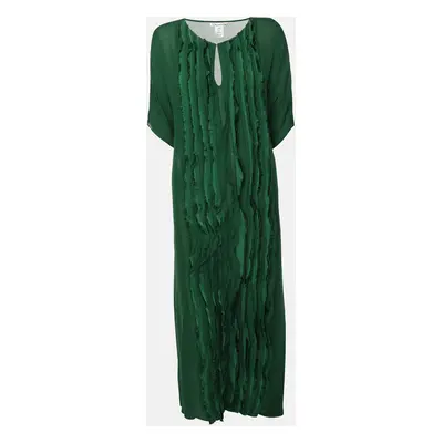 Oscar de la Renta Green Knit Silk Kaftan Dress