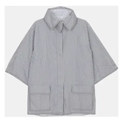 Chanel White Striped Cotton Poplin Jacket Size