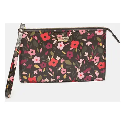 Kate Spade Multicolor Floral Print Leather Wristlet Pouch