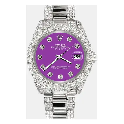 Rolex datejust pave 7.2ct iced diamond sangria purple Wristwatch