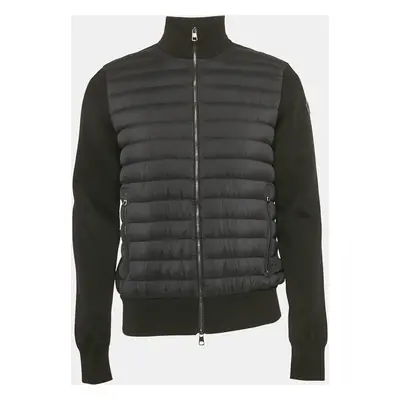 Moncler Black Nylon and Cotton Knit Maglia Tricot Cardigan Jacket