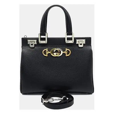 Gucci Black Leather Zumi Top Handle Small Bag