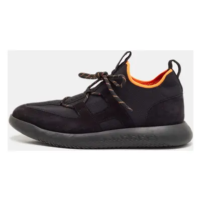 Hermes Black Leather And Fabric Team Sneakers Size