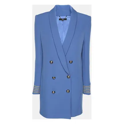 Elisabetta Franchi Blue Crepe Double Breasted Blazer